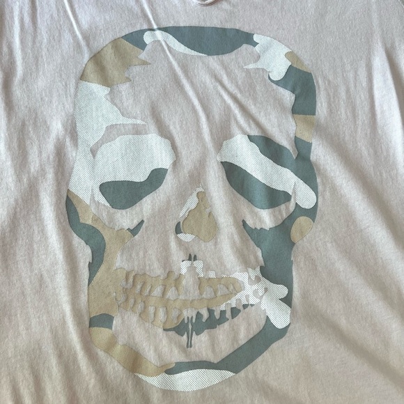 Zadig & Voltaire Pale Pink Skull Graphic Split Neck Short Sleeve T Shirt Women M - Picture 9 of 11
